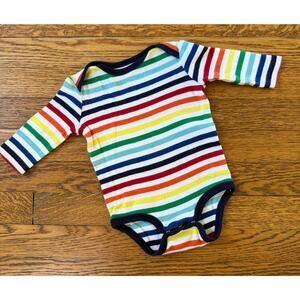 Primary White & Rainbow Stripe Bodysuit Size 0-3 Months